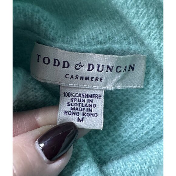Todd & Duncan Women’s Sz M Green Textured 100% Cashmere Turtleneck Sweater - Picture 4 of 6